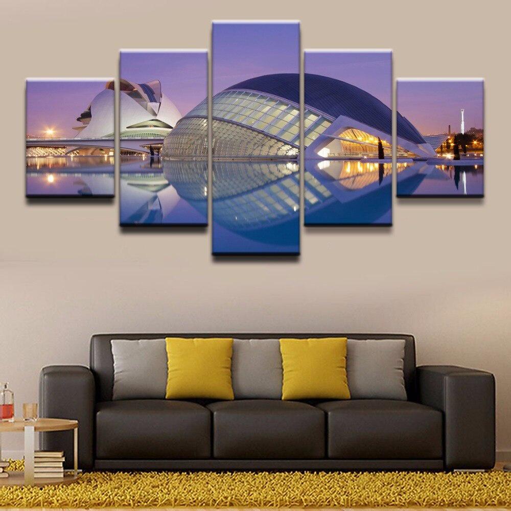 Modular Canvas Print Picture Wall Art 5 Pieces City of Arts and Sciences Spain Valencia Painting Living Room Home Decor Frame