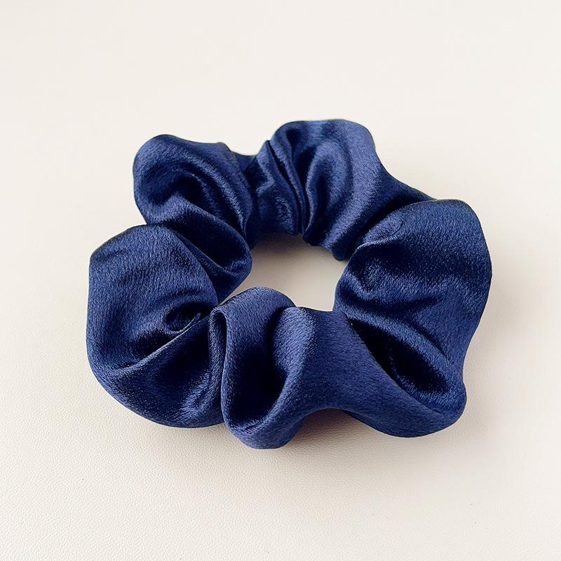 Fashion Solid Color Satin Hair Scrunchies Elastic Hair Bands темно-синий