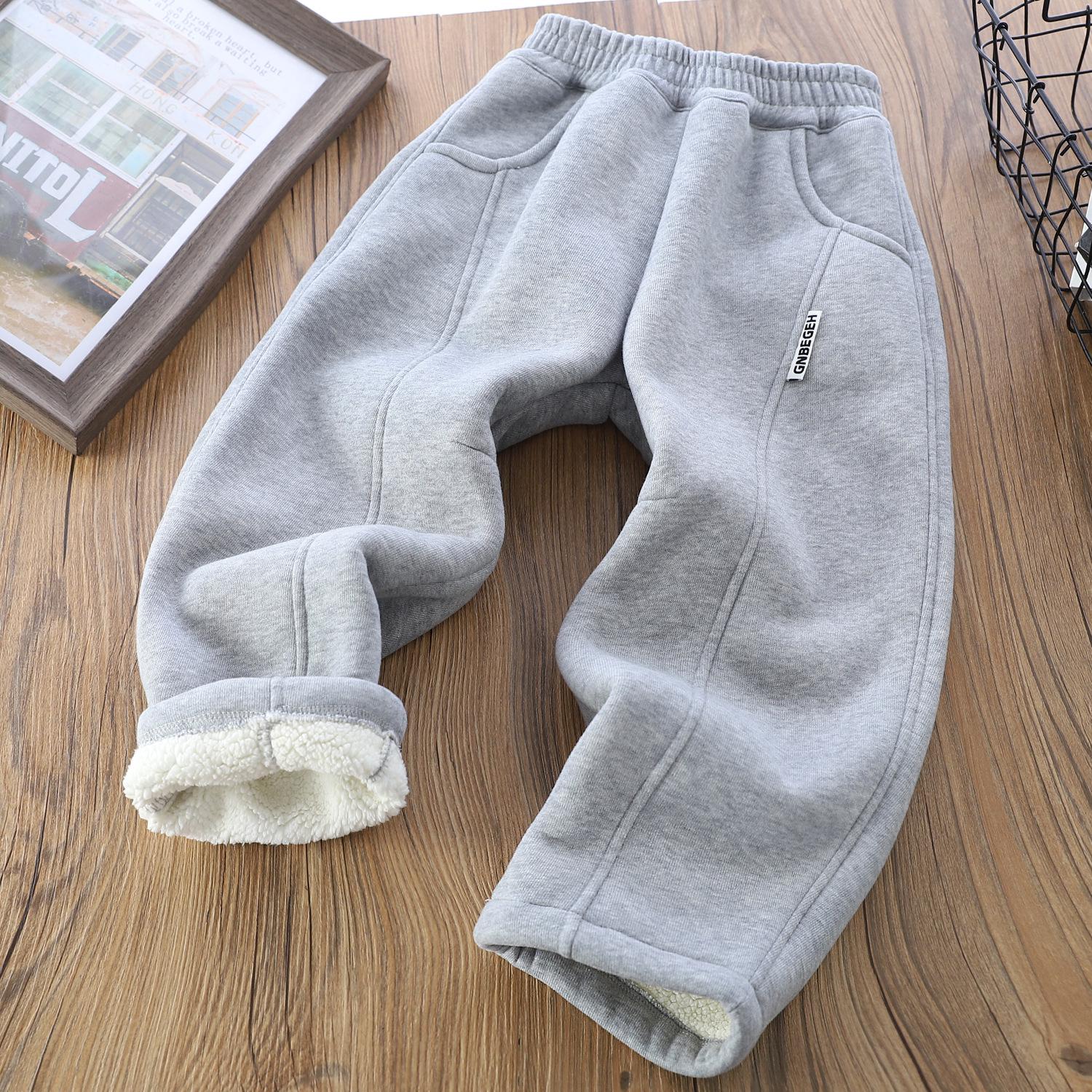 

2025 Зимние Новые Флисовые Детские Спортивные Штаны – Утепленные, Теплые и Модные для Мальчиков и Девочек 120 cm светло-серый