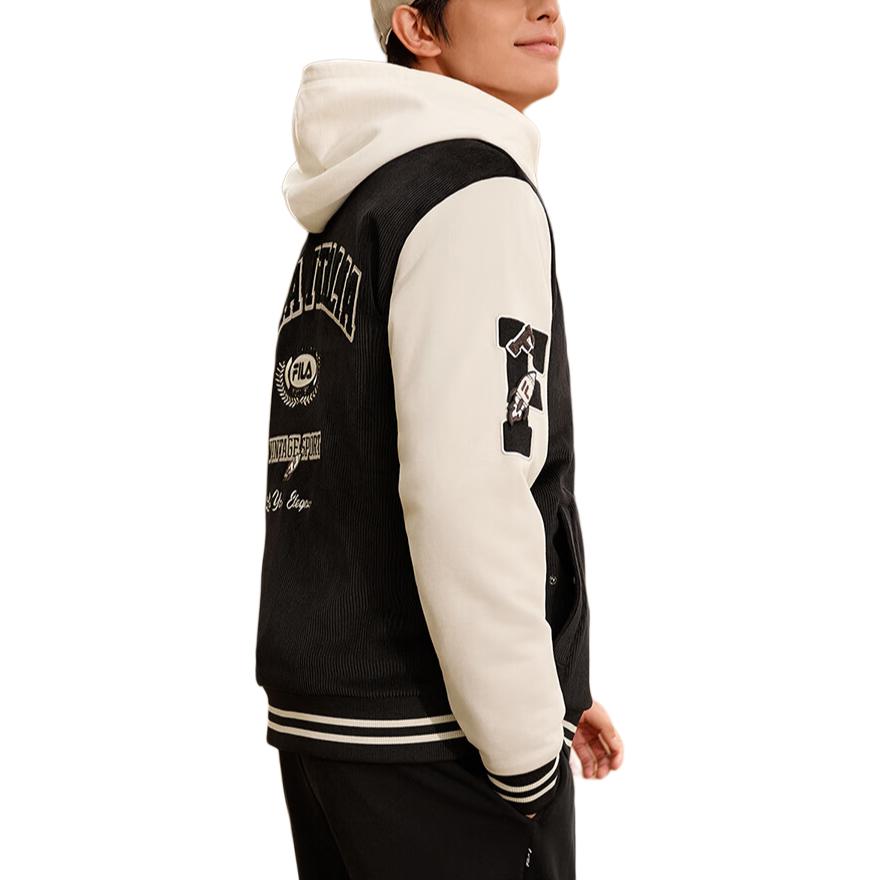 Fila Original Series Casual Sports Letter Long Sleeve Baseball Jacket Men Jackets Black F51M449501F-BK