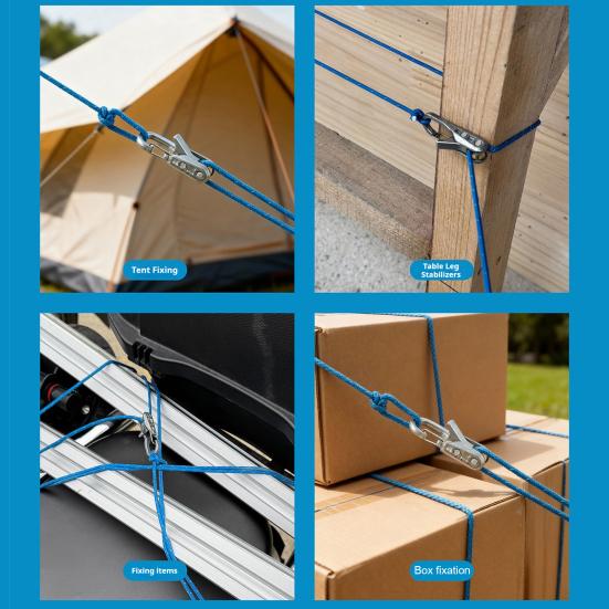 1/4 Stück Seilspanner mit Rolle Kordel Hochbelastbar Metall Outdoor Rucksackreisen Wandern Bootfahren Camping Abspannseil