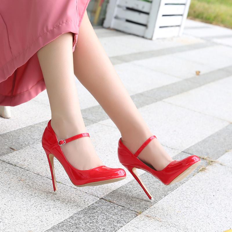 New 12cm Round-Toe Wristband High Heels Daily White-Collar Drag And Catwalk Fashion Elegant Fashionable Buckle Women's Shoes