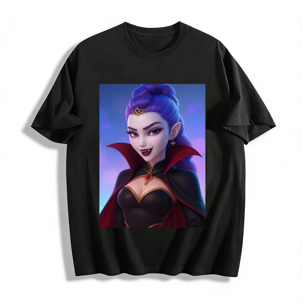

Cool Vampire Queen Print Top Dark Style Trendy Casual Shirt For Gothic Fans Pure cotton T-shirt XXS