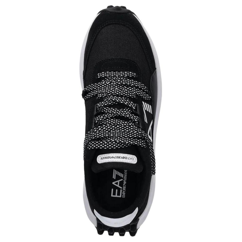 Emporio Armani EA7 Leather Lace-Up Studded Logo Detail Low-Top Casual Shoes Men Sneakers Black X8X208XK421K485