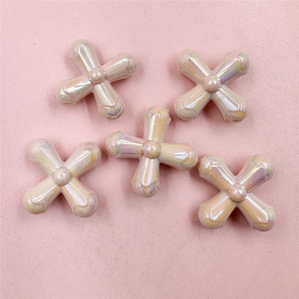 Kreuz Schmuck Anhänger 5 Stück Perlen Zubehör 24,7*24,3mm DIY Buntes Perlenzubehör Acryl