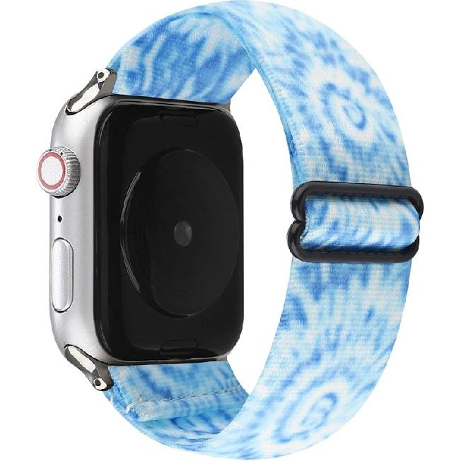 Adjustable Elastic Wristband Bracelet Stretchy Nylon Band Stylish Art Design Loop Strap Compatible with Apple Watch Series 10 9 8 7 6 5 4 3 2 1 SE
