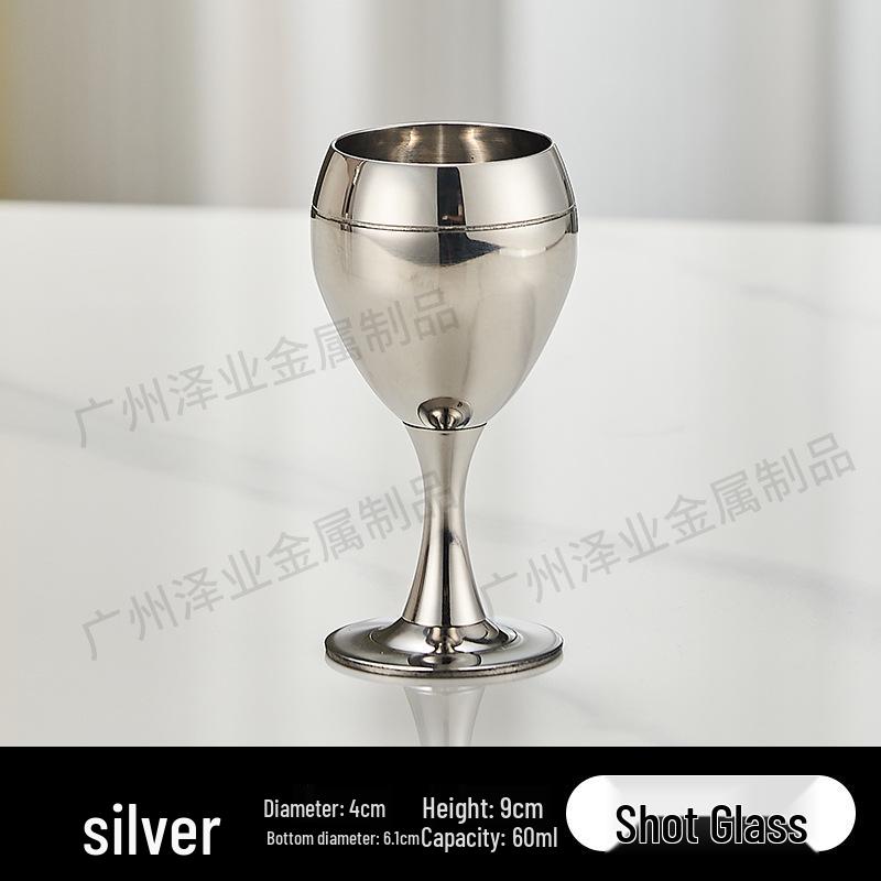 High-Stem 304 Stainless Steel Martini & Dessert Glass Set with Gold Rimmed Tray