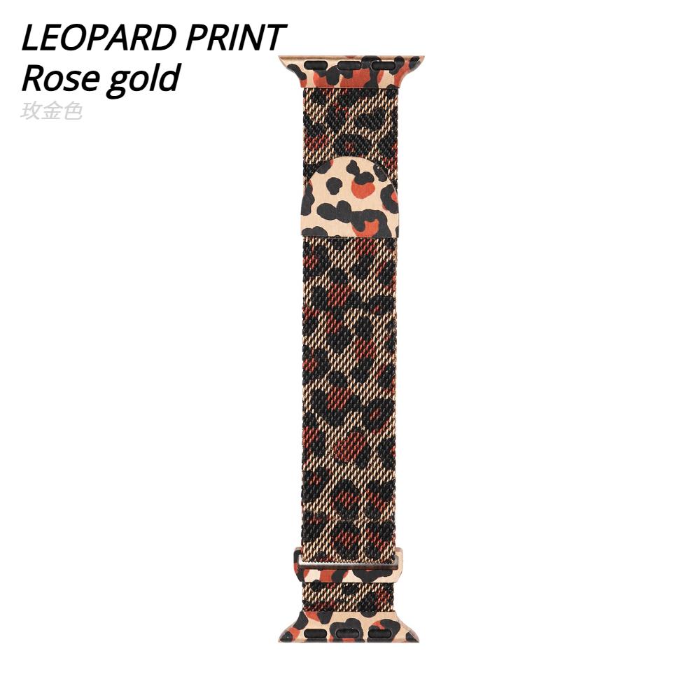 Milanese Loop strap For Apple watch band 46mm 45mm 44mm 40mm 41mm Leopard Print Magnetic bracelet for iWatch Series 11/10/9 8 7 6 SE3/Ultra 2 3 4 49mm