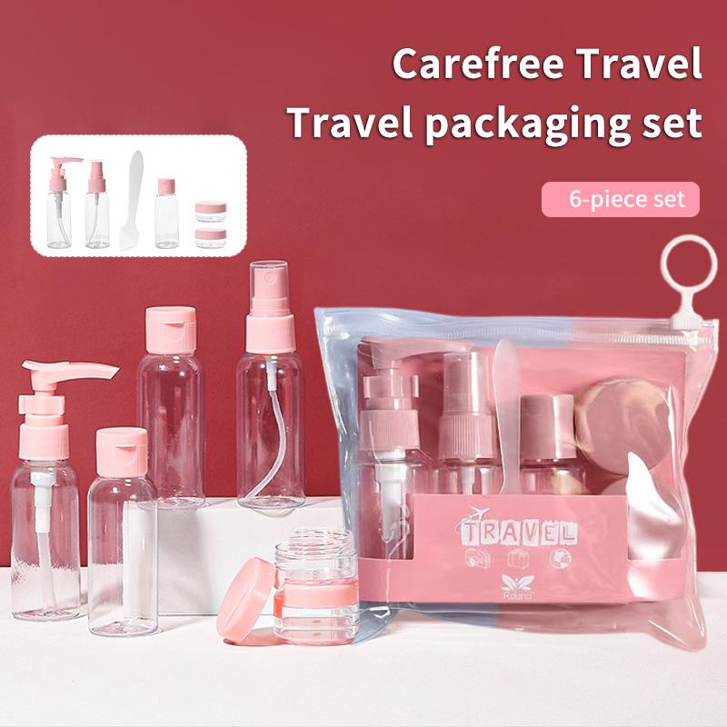 Kit de 6 Frascos de Tamanho Viagem à Prova de Vazamento Recipientes Portáteis para Higiene Pessoal Vazio Cosmético Loção Tônico Spray Shampoo Essenciais Creme