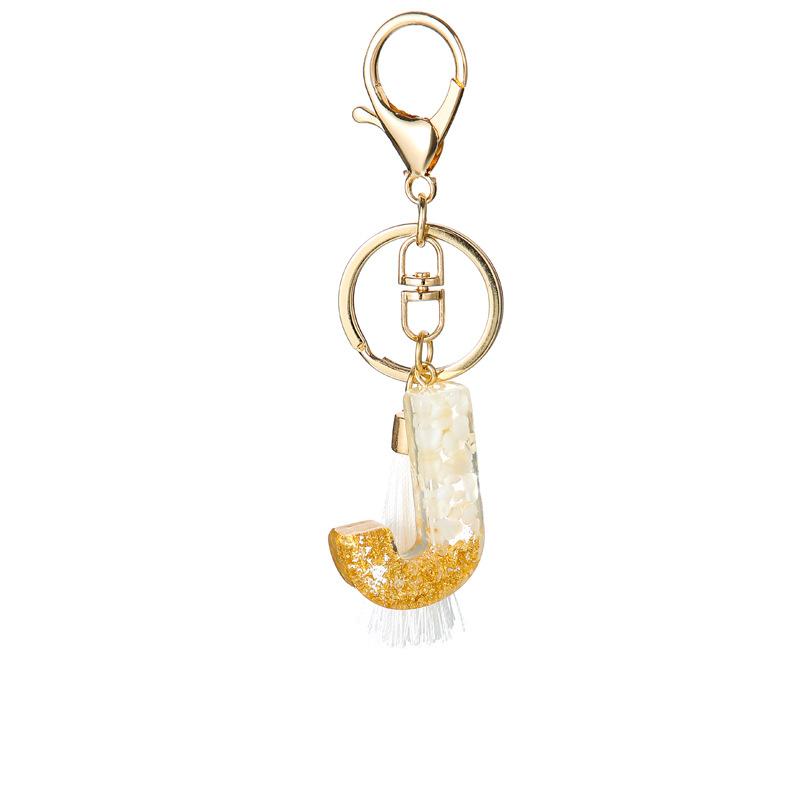 White Tassel Crystal Resin Stone Gold Foil Keychain Classic Retro Fashion Bag Accessory Practical Durable Backpack Hanging Charm