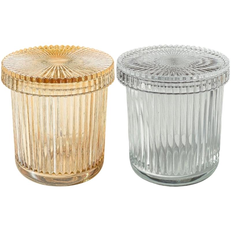 Pack Of 2 Glass Cotton Swab Holders With Sealed Lids For Bathroom Countertop Organization And Dustproof Storage