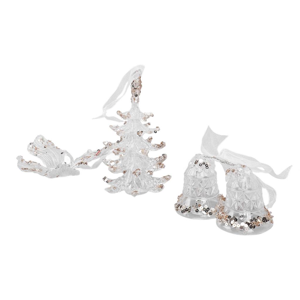 3pcs Xmas Bells Tree Ornament Xmas Theme Tree Hanging Decorative Pendant Set for Doorways