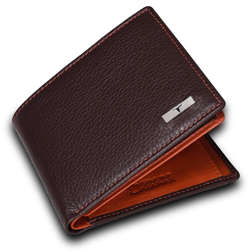 Brown/Orange Leather Wallet & Pen Combo Gift Set for Men