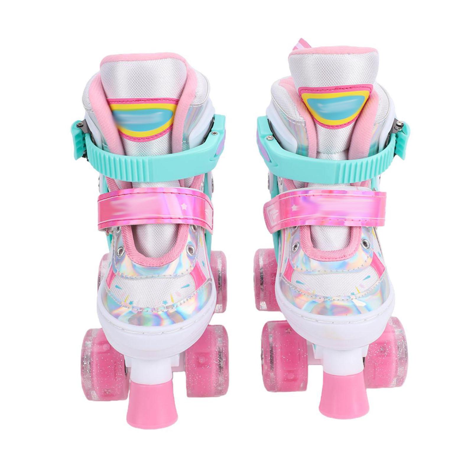 Verstelbare Verlichte Rolschaatsen Gespen Riemen Klittenband Sluitingen Antislip Veters Dubbele Rij Quad Skates M