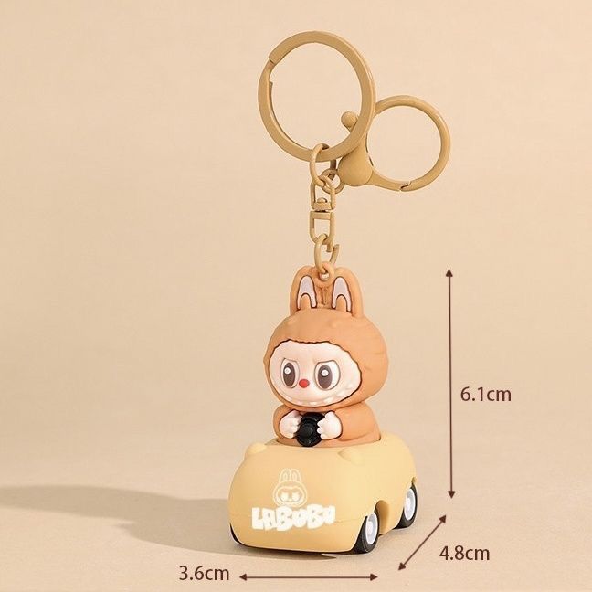 1pc Creative Labubu Car Keychain Cartoon Labubu Fabric 3D Cute Bag Pendant Gift