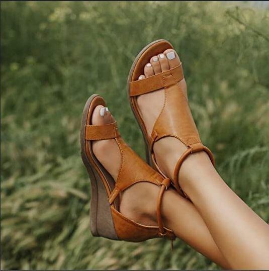 Large size sandals women's 20 summer new excellent thick-soled wedge heel open-toed sandals fashion women's shoes