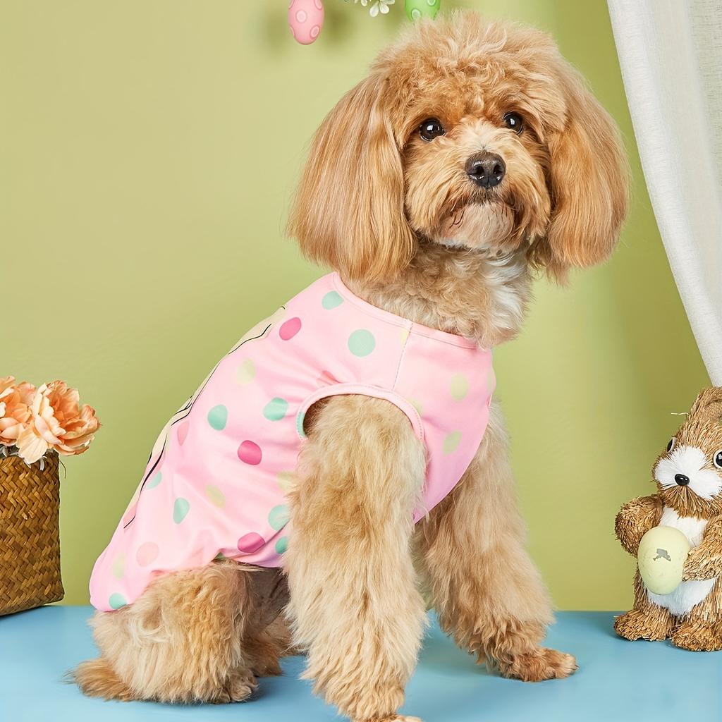 Easter Dog Vest Everyday Dog Hoodie and Holiday Pink Pet T-shirt for Small Dogs and Cats