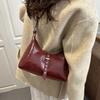 Autumn Vintage PU Hobos Shoulder Bags for Women Versatile Belt Design Ladies Crossbody Bag Simple Solid Color Female Handbags