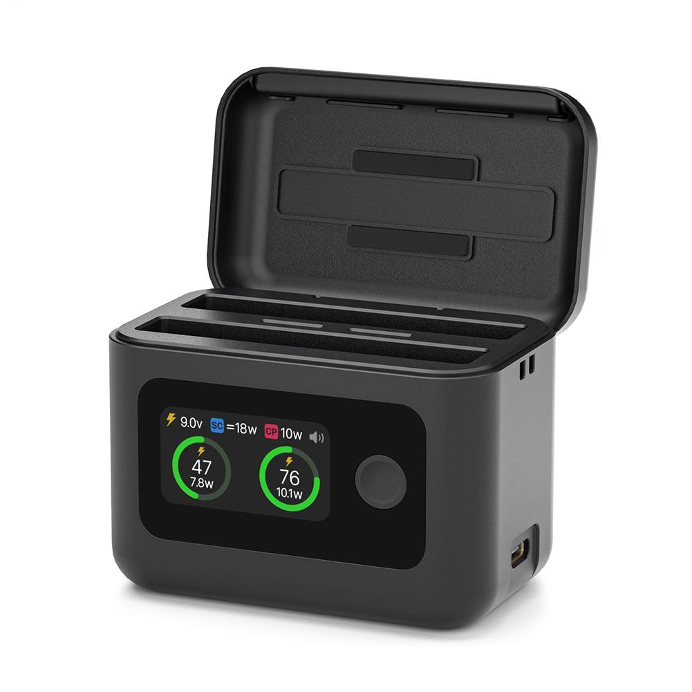 

For Insta360 X5 Fast Charging Case Dual-Slot Portable Battery Charging Box Battery Charger Storage Box Action Camera Accessories чёрный