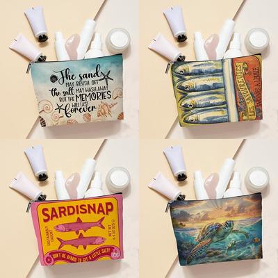 Beach Life Sardine Makeup Bag – Summer Vacation Travel Organizer & Accessories Pouch