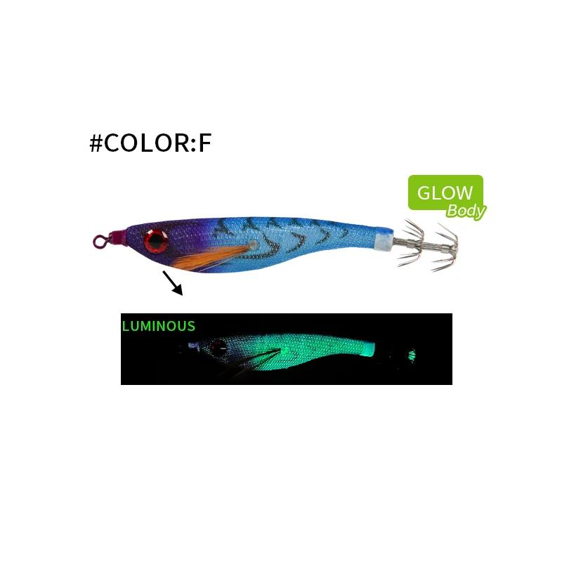 99mm Floating Luminous Squid Jig Topwater Artificial Lure for Saltwater Squid Fishing Glow Night Bait with Feathered Hooks