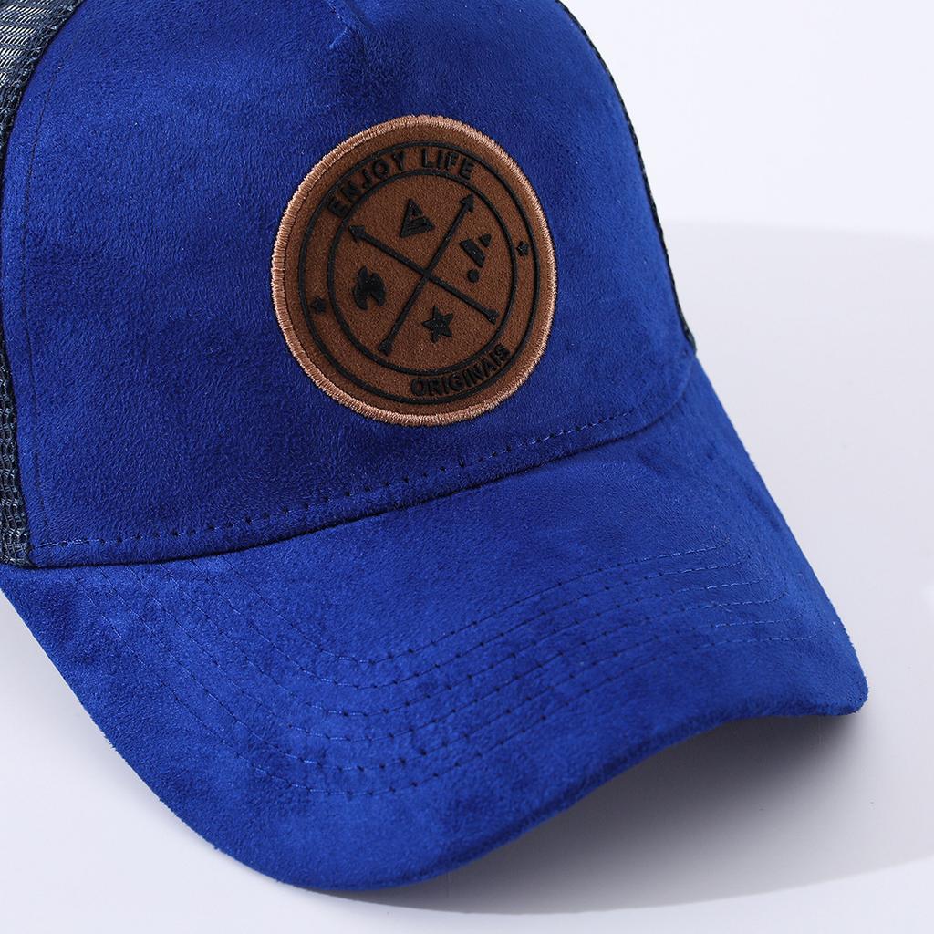 Sommer Runder Etikett Wildleder Baseballkappe Herren Netz Vielseitiger Sonnenschutz Damen Hip-Hop Hut Trendiger Hut