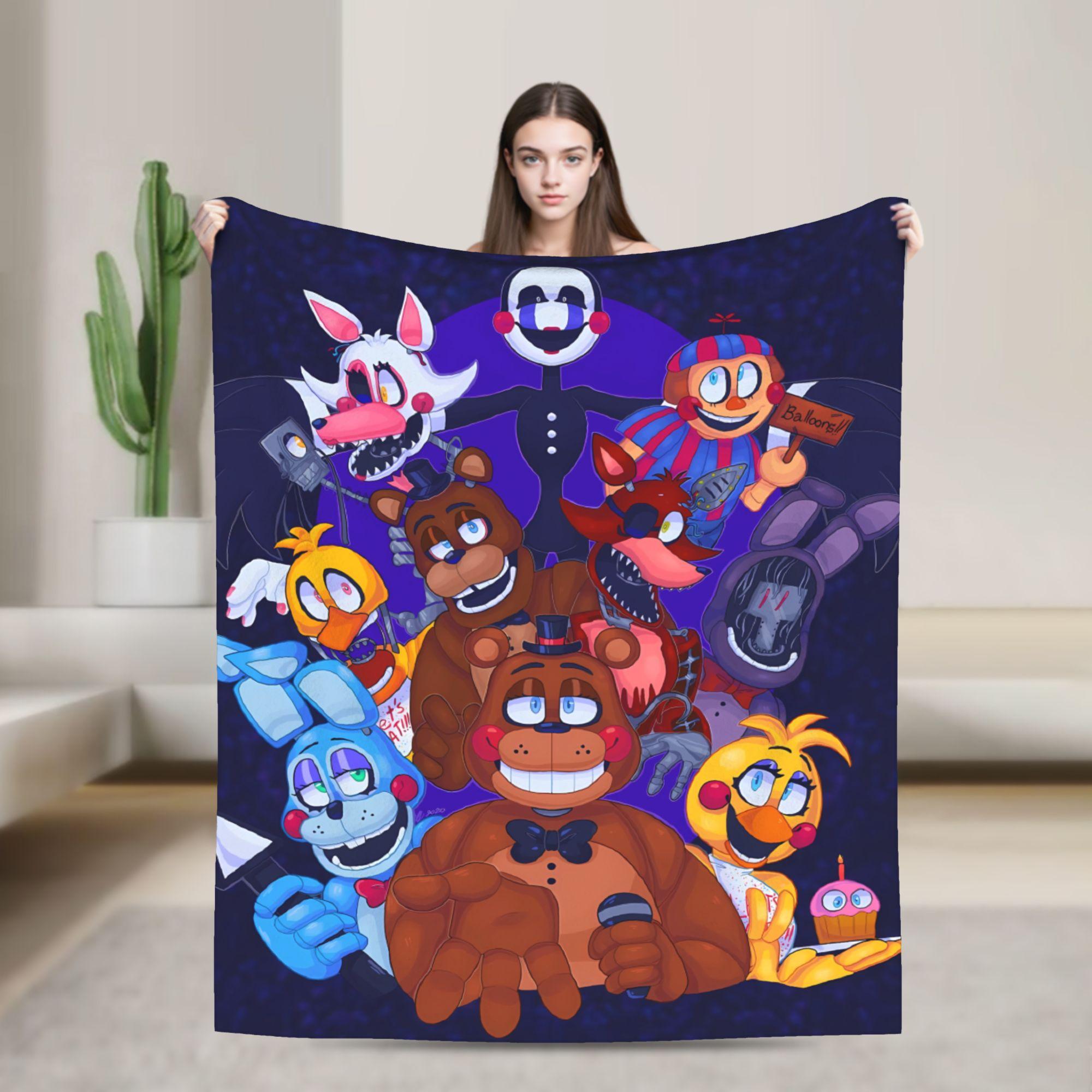 

FNAF У Фредді Супер Тепла Ковдра Дитяча Плюшева Постільна Білизна Пледи Пухнастий Фланелевий Покривало для Вітальні Чохол на Диван-ліжко 76x102cm