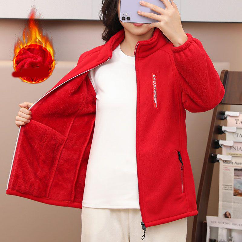 Autumn Winter Polar Fleece Warm Coat Women Sweatshirt Outdoor Sports Casual Zipper Cardigan Jacket Top Slim Teenagers Couple