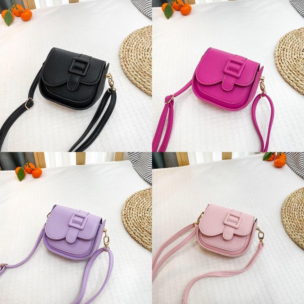 Trendy Korean Style Mini Shoulder Bag For Kids Stylish Pu Crossbody Accessory Black Pink Purple White