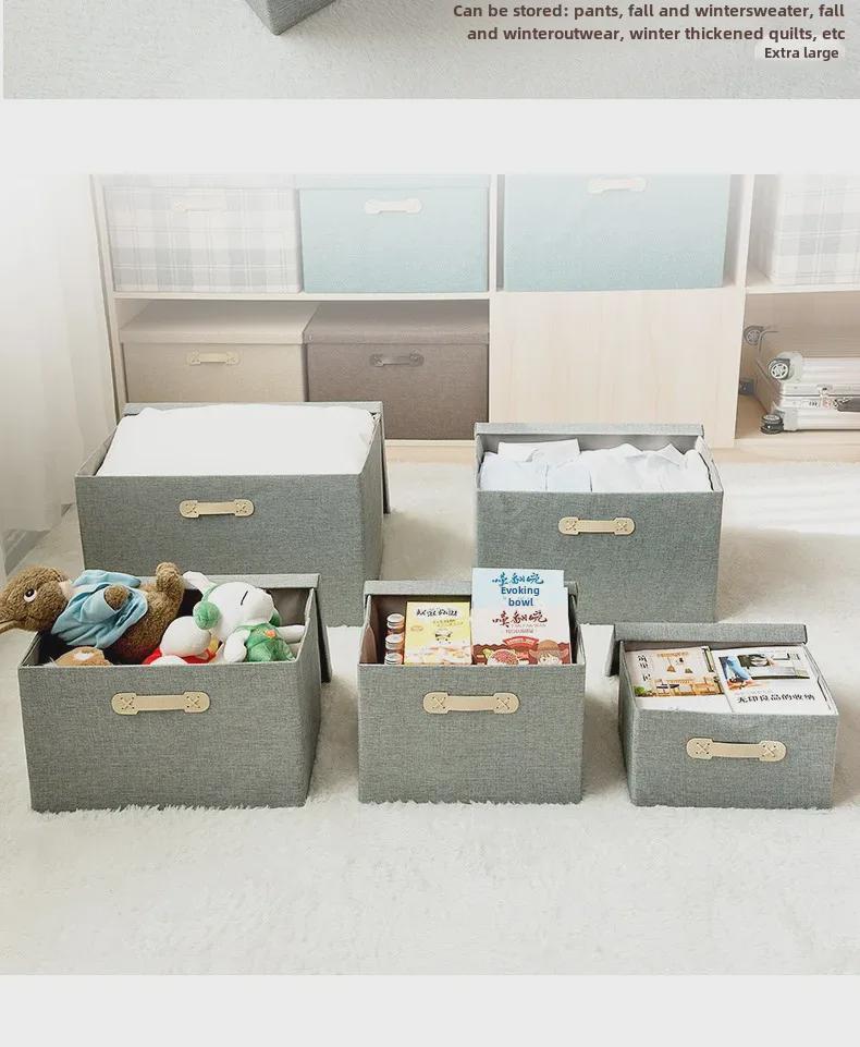 Drawer-Style Folding Storage Basket - Cotton & Linen Fabric