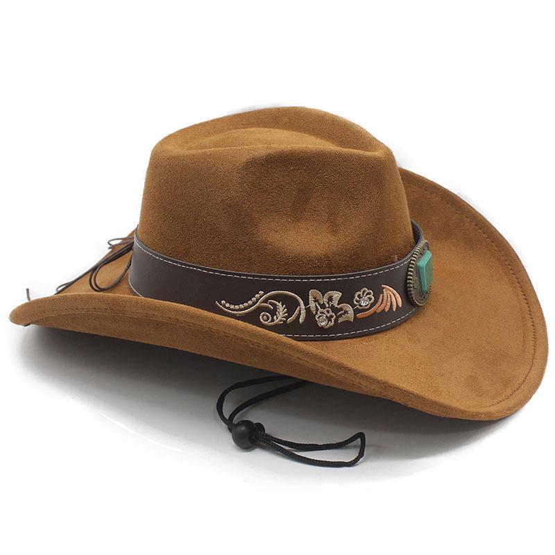 JYL TS DIY Button Cowboy Hat Unisex Western Elegant Birthday Party Felt Hat
