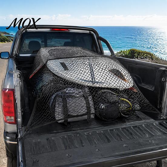 Vehicle Cargo Containment Truck Net, Bed Organizer Stretchable Elastic Net Luggage Holder with 4 Hooks for Pickup Bed, SUV Trunk Flexible Restraint