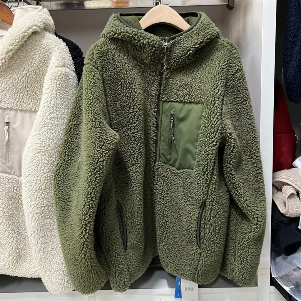 Winter Hooded Lamb Wool Velvet Polar Fleece Jacket Women's Casual Top Outdoor Camping Hiking Fishing Thermal Polartec Coat