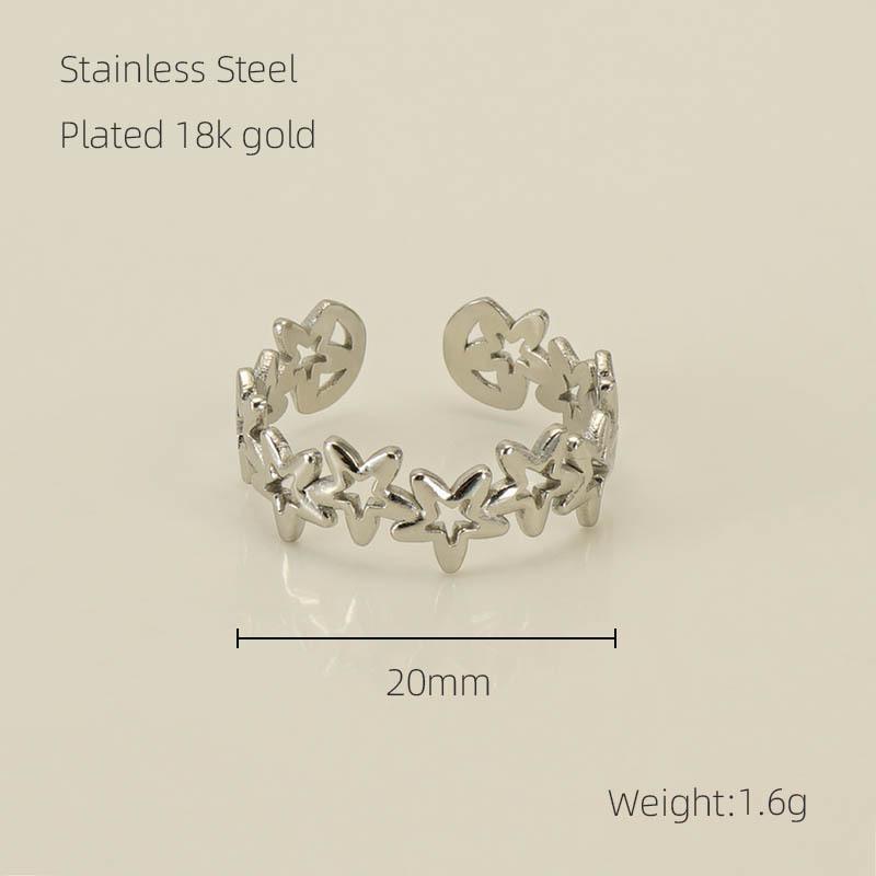 New stainless steel hollow star ring men's and women's niche design ring jewelry