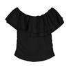 Niche Spice Girl Shoulder Pure Desire Short Sleeve T-Shirt Women's Summer Lotus Leaf Temperament Design Sexy Short Top