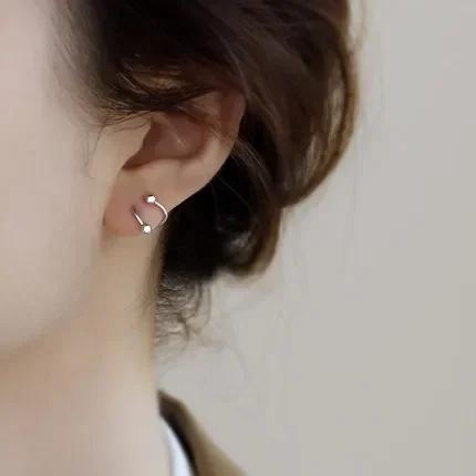 Charm Stainless Steel Spiral Twisted Piercing Heart Stud Earring for Women Personality Star Round Ear Cartilage Helix Jewelry