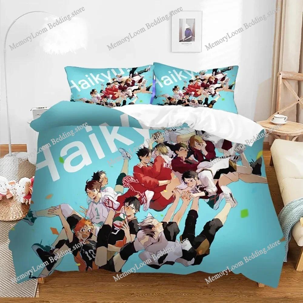 Heimtextilien Cartoons Haikyuu Volleyball Bezug Bettbezug Kissenbezug Junge Mädchen Polyester Bettwäsche Set King Queen Twin Größe