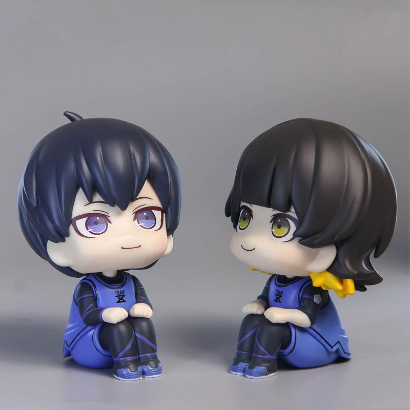 12cm BLUE LOCK Anime Figure Isagi Yoichi Feng Lehui Q Version Action Figure Statue Collection Ornaments PVC Model DOLL Gift Toys