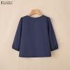 ZANZEA Women Casual Round Neck Loose Half Sleeve Print Blouse