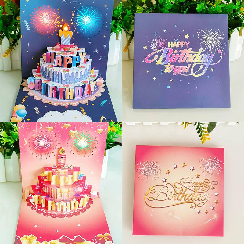High-End 3D Popup Birthday Greeting Card with Lights and Inflatable Features