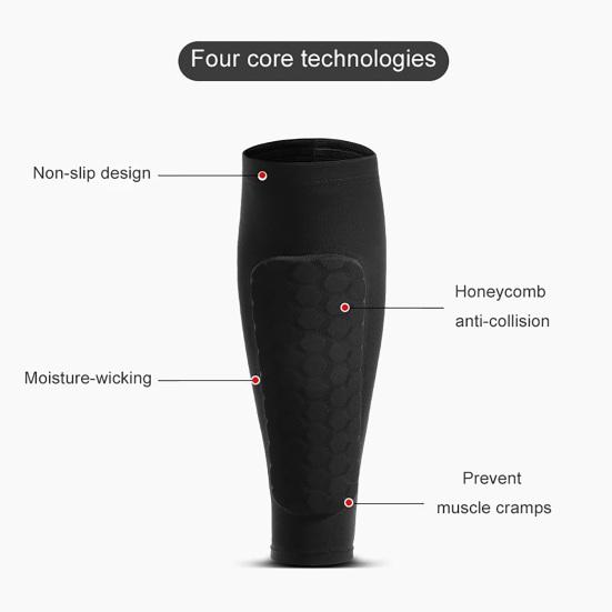 1Pc Shin Guards Sock with Honeycomb Pads Lightweight Ski Soccer Shin Pads Sock Non-slip Elastic Compression Calf Sleeve Protective Gear