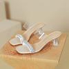 High-heeled rhinestone slippers women's summer outer wear fashion 2025 new fairy wind transparent crystal thin-heeled cool slippers