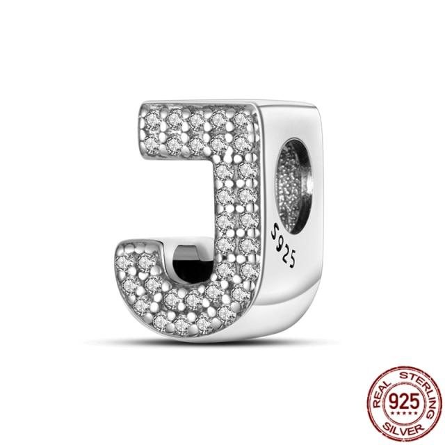 100% Real 925 Sterling Silver Letter Alphabet A-Z Charm Name Bead Fit  Bracelet Pendant Jewelry