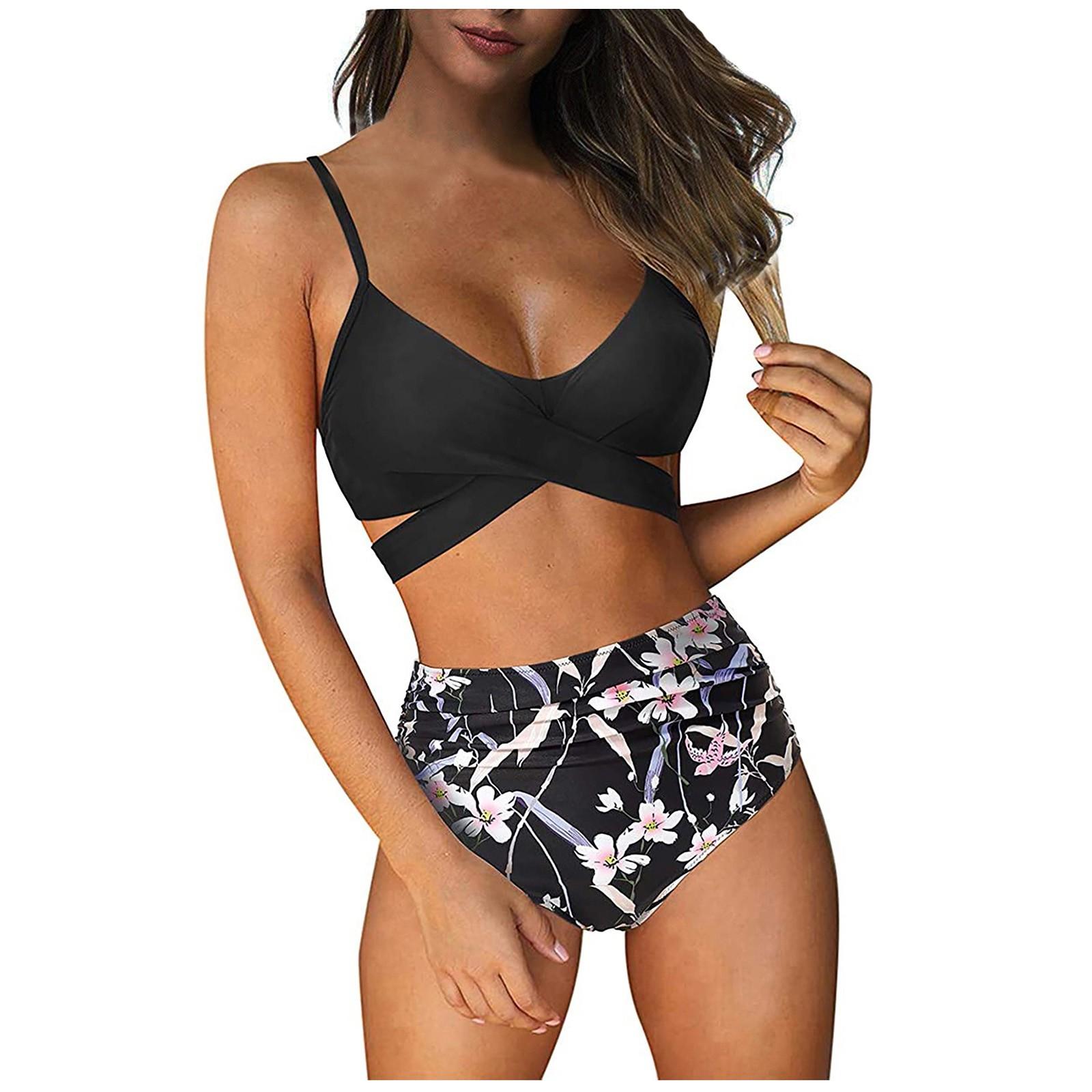 

Женский купальник с разрезом, бикини с принтом и вырезом, пляжный купальник, купальник L