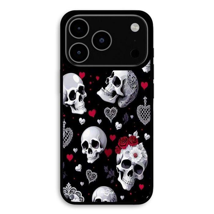 Hülle Für iPhone 18 Pro Max Totenkopf und Herzen Maniacase schwarz