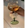 Flower Mouth Transparent  Glass 3D White  Jade Bell Orchid  Handle 250ml Cocktail Glass Martini Goblet Wine Cup for Club Home Us