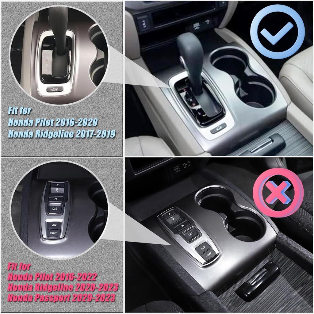 Gear Shift Panel Cover Trim for Honda Pilot 2016-2020/ Honda Ridgeline 2017-2019, ABS Automotive Center Consoles Cup Holder Cover Protector