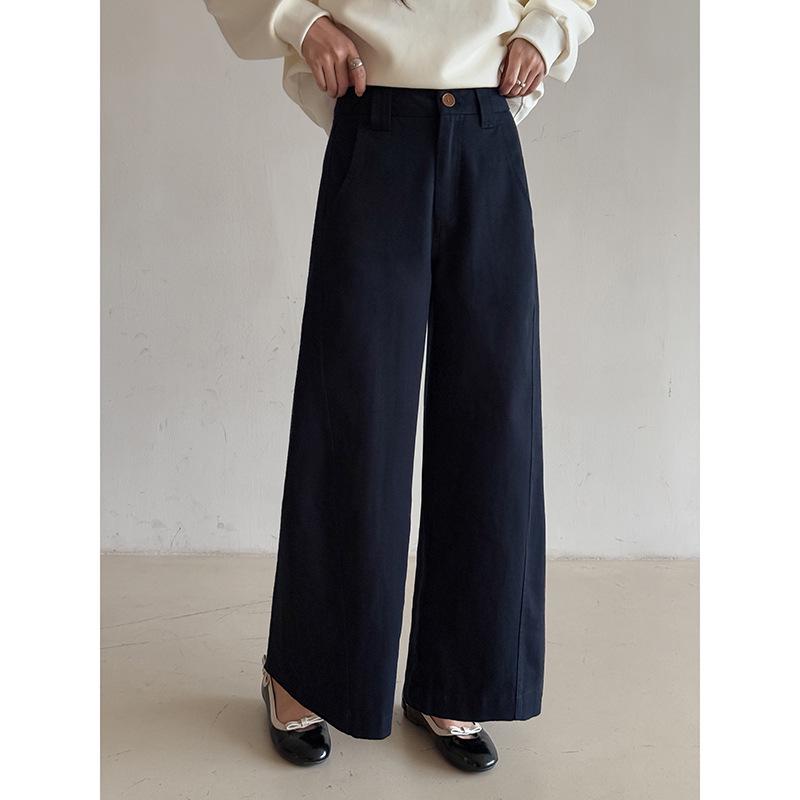 

Casual Street Style: Korean High-Waisted Straight Leg Jeans for Women - Autumn Wide-Leg Pants, 3 Colors (N514C) S (90-105)