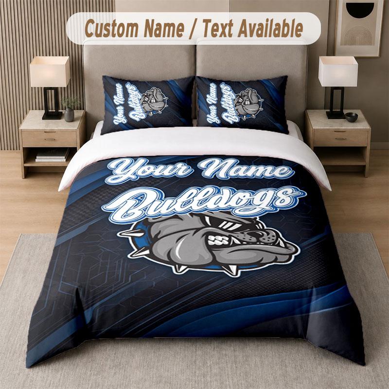 Custom Bedding Set Canterbury-Bankstown Bulldogs Pattern, Print Name Text 1 Duvet Cover Plus 2 Pillowcases Home Textile