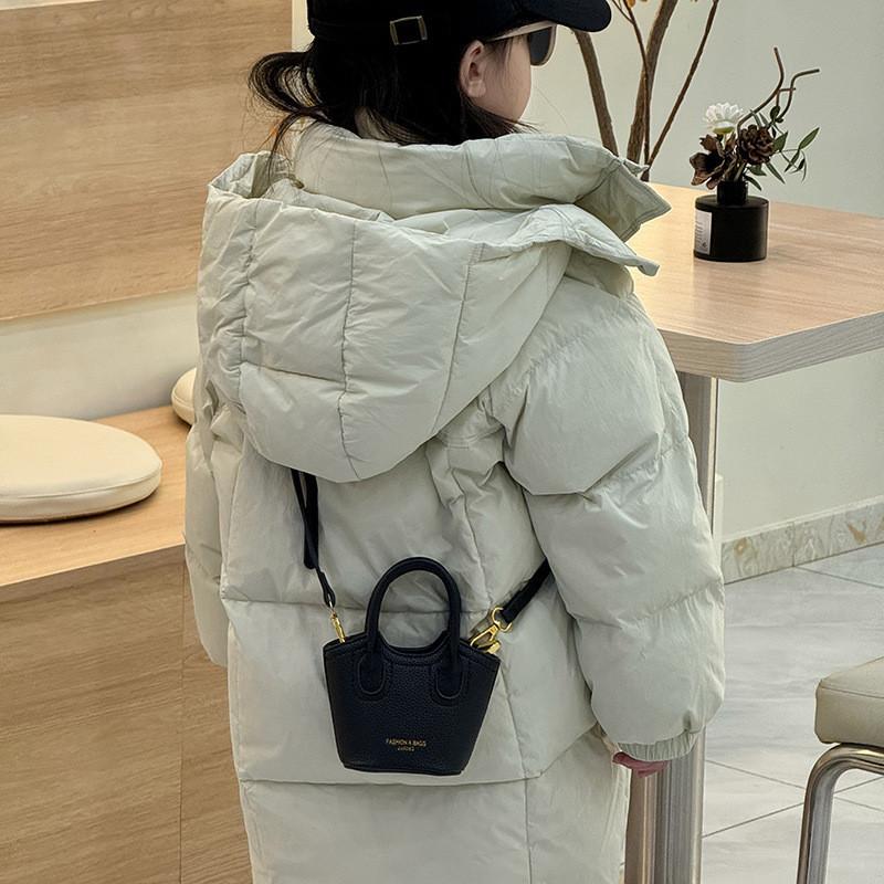 Pu Leather Chic Mini Water Bucket Bag For Kids In Adorable Colors Outings Daily